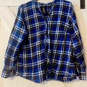 Blue plaid long sleep shirt